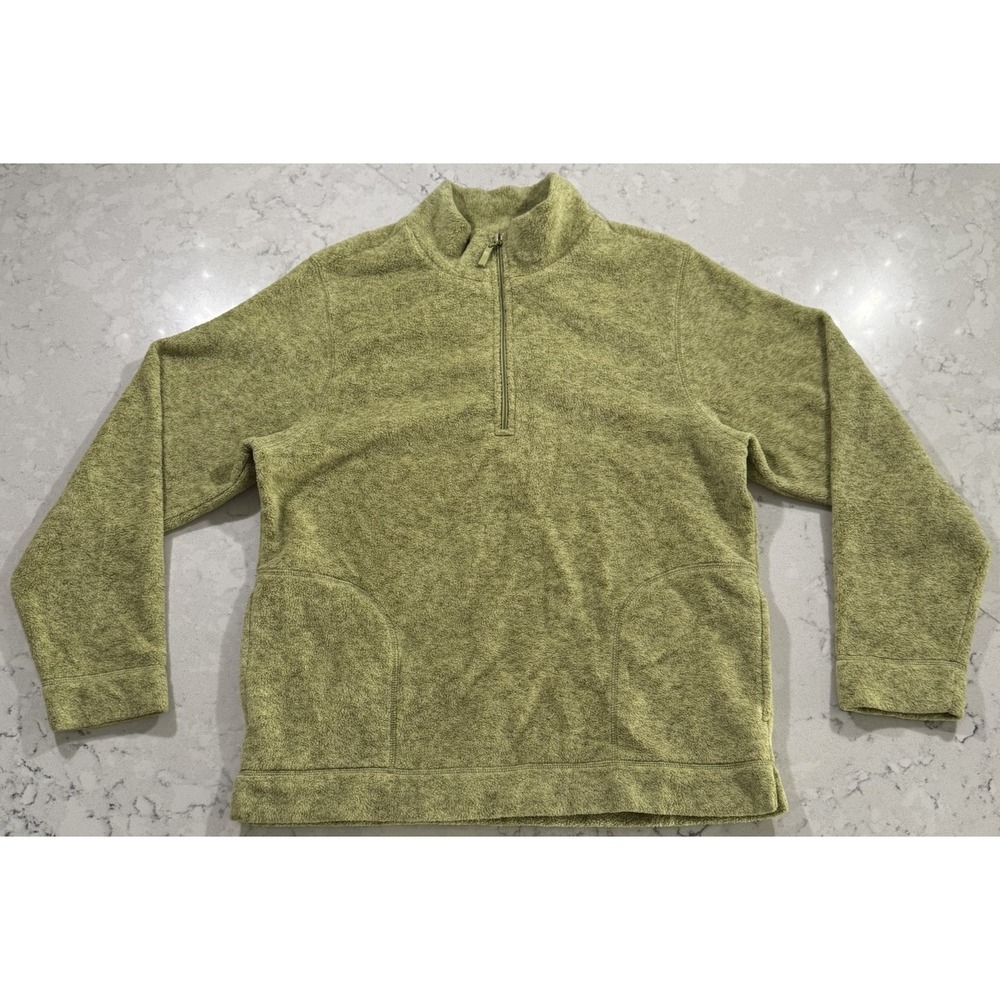 VTG 90s LL Bean Sweater Fleece Quarter Zip Pullover Womens Medium Green Gorpcore